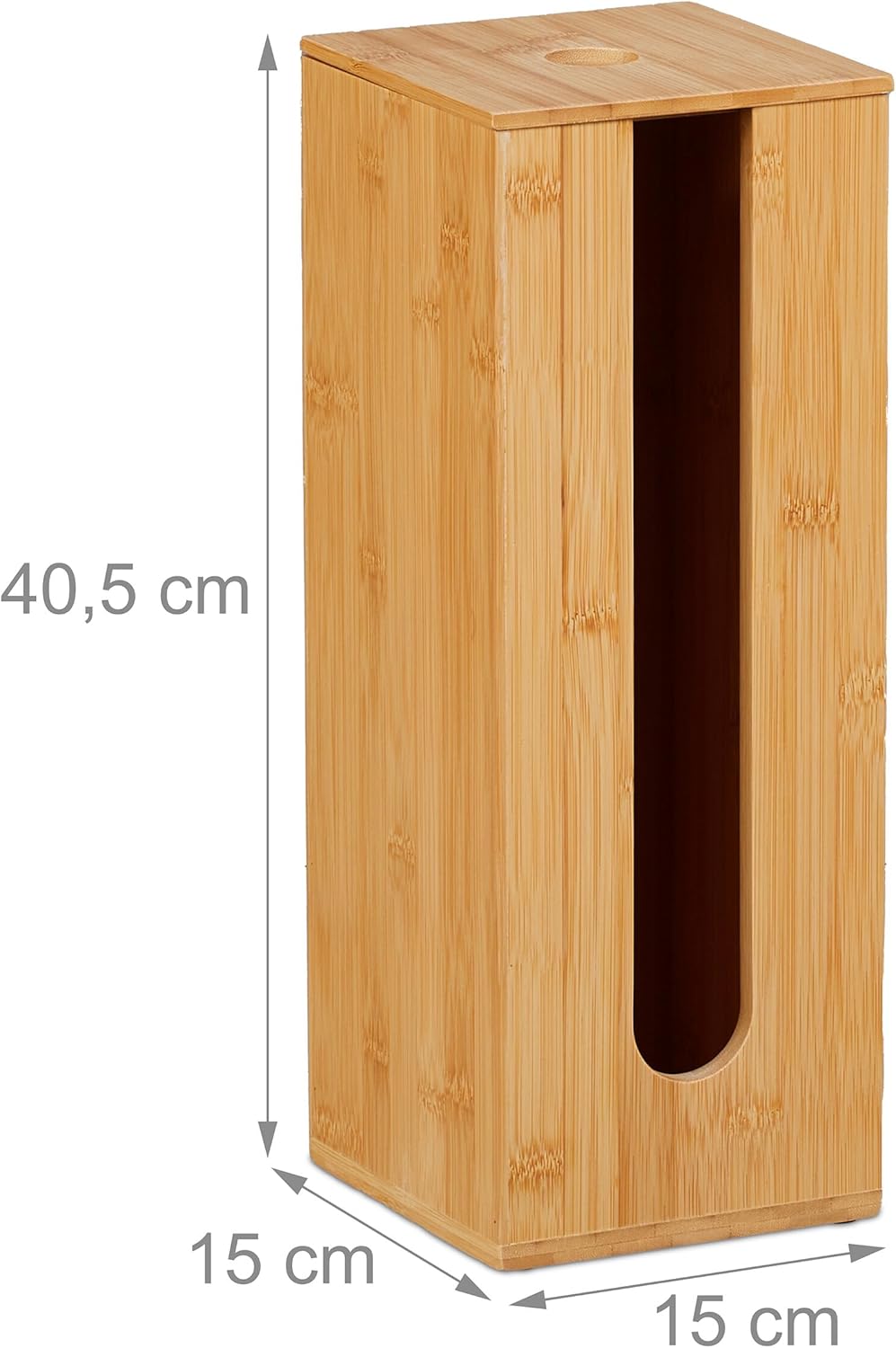 Relaxdays Toilet Paper Storage, 4 Rolls, Bamboo, H x W x D: 40.5 x 15 x 15 cm, Spare Roll Holder Standing, Natural