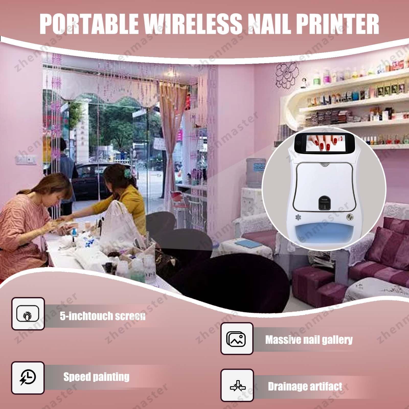 Stampante Nail Art Digitale Automatica Con 2400DPI E Display Touch 5", Stampante Unghie 3D Professionale Con App Wireless E Lampada U-V LED, Ideale Per Casa, Eventi, Studi E Saloni(Machine)