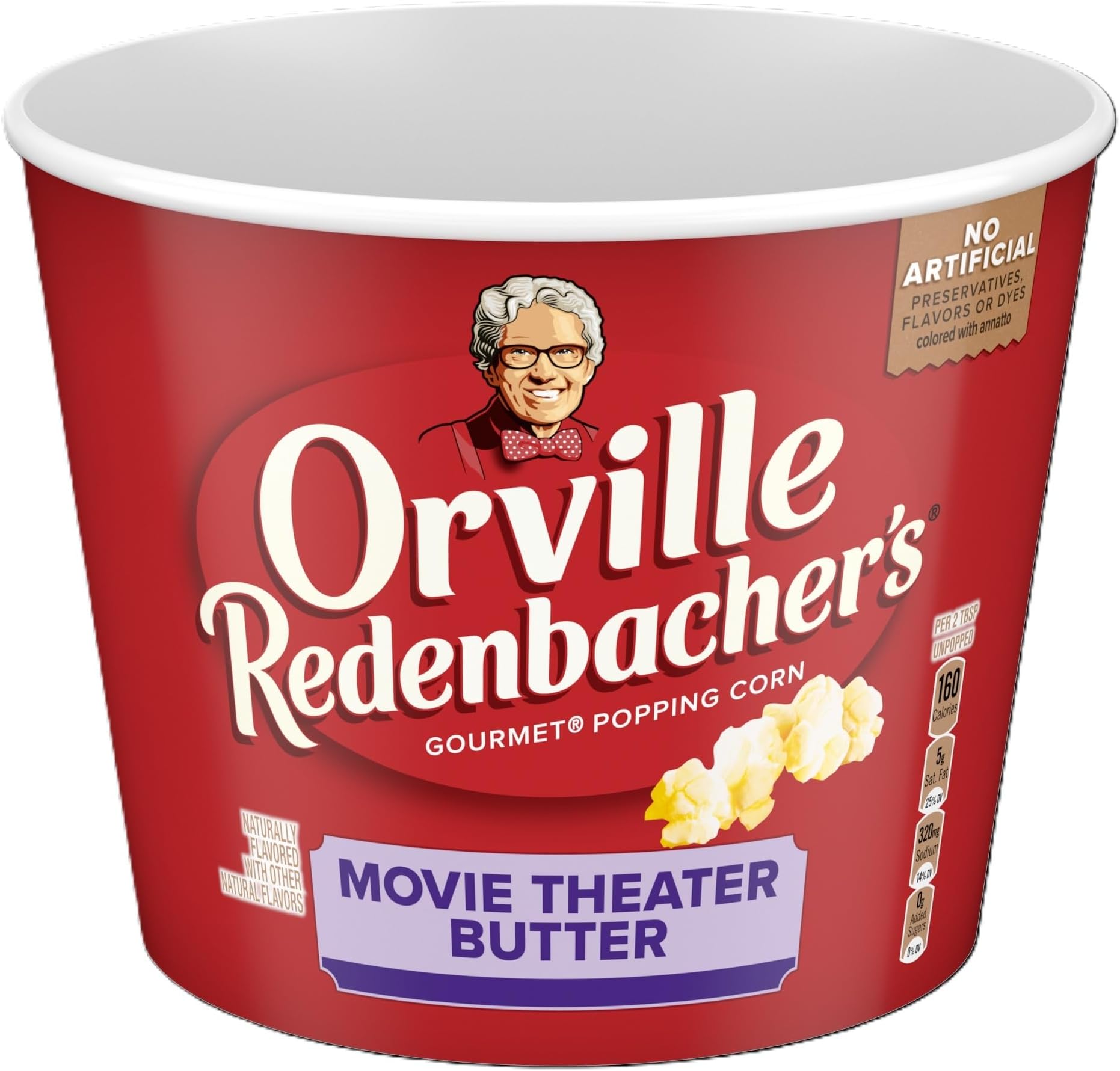 Orville Redenbacher’s Microwave Popcorn + Tub, Movie Theater Butter Flavor, 3g Fiber Per Serving, 3.9 oz. (12 Boxes)