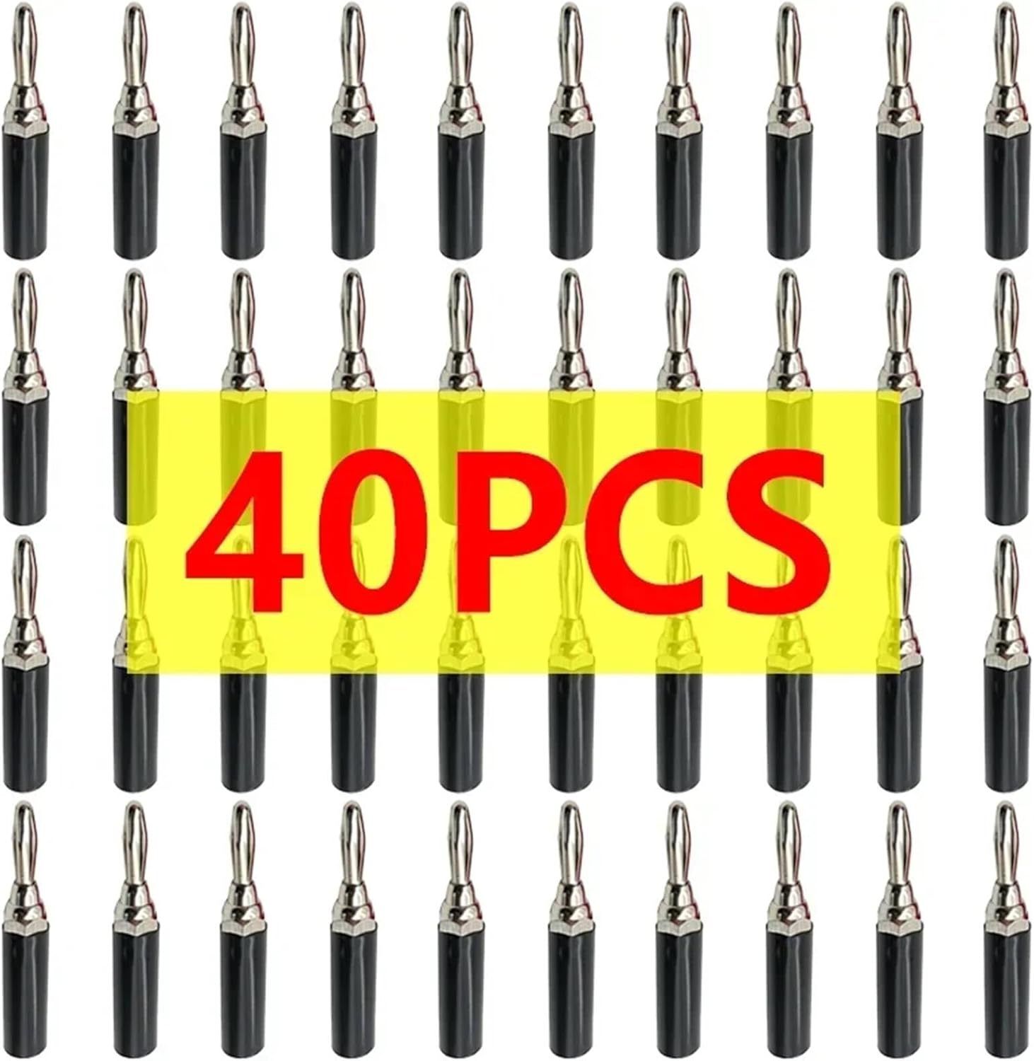 10/40/200Pcs 4mm Plating Adapter Wire Cable Audio Banana Nickel/Chromium Speaker Connector(40 Black)
