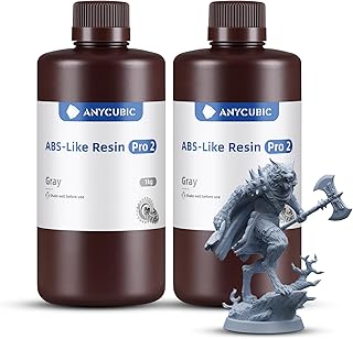 ANYCUBIC Résine ABS-Like Pro 2, Resine pour Imprimante 3D, Grande robustesse avec Haute Précision, Résine Photopolymère UV 405 nm pour Imprimante 3D LCD/DLP/SLA (Gris, 2KG)