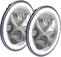 Vista 1 de Vision X Lighting (XIL-7RDBKITJK) Faro LED redondo VX de 7 pulgadas para Jeep JK, kit de 2 luces, cara cromada negra