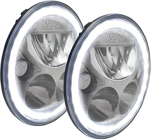 Vision X Lighting (XIL-7RDBKITJK) Faro LED redondo VX de 7 pulgadas para Jeep JK, kit de 2 luces, cara cromada negra