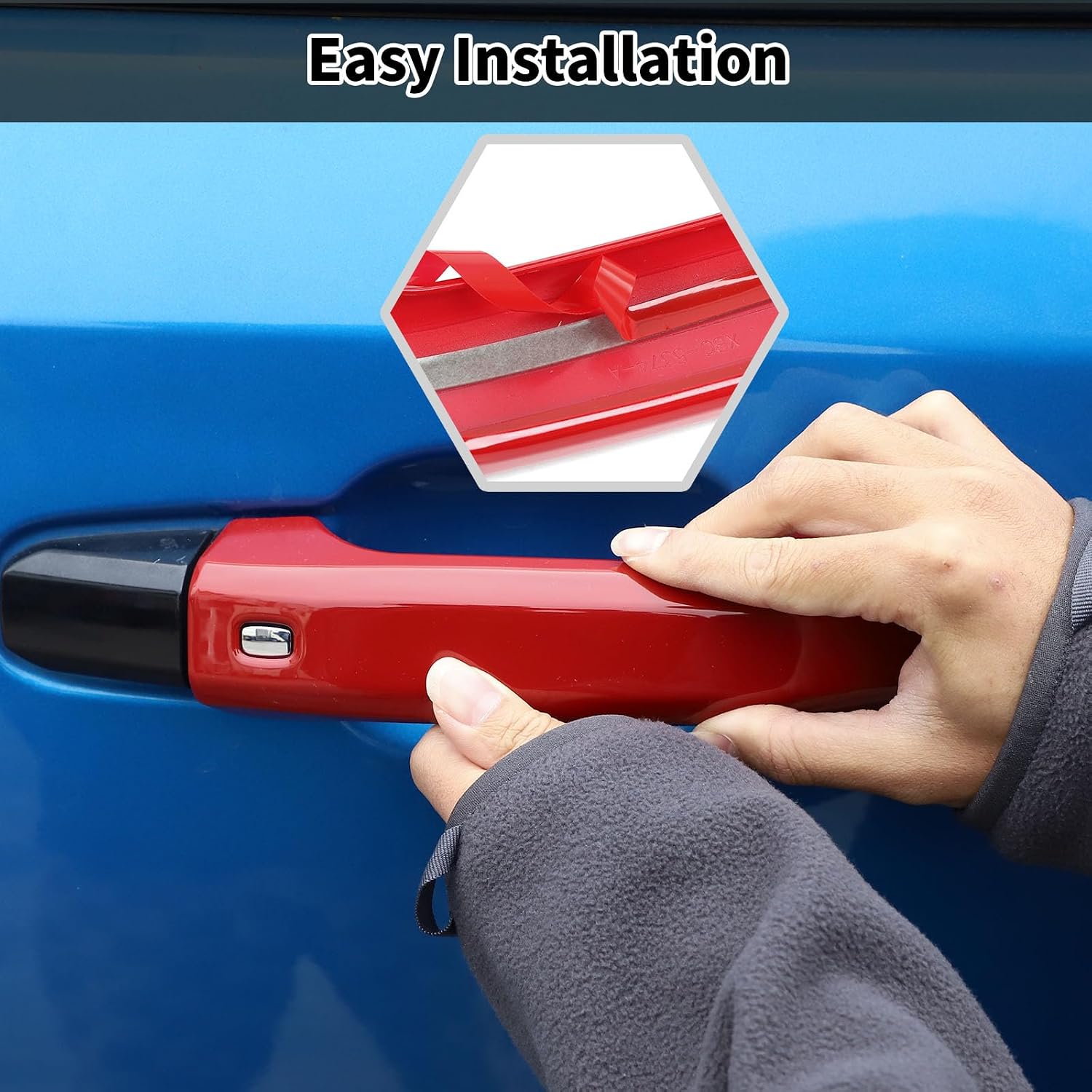 Exterior Door Handle Cover Door Outer Handle Bowl Cover Door Handle Protective Trim Cover Fit for Chevy Silverado 2019-2024 Exterior Accessory 8PCS/Set (Red)