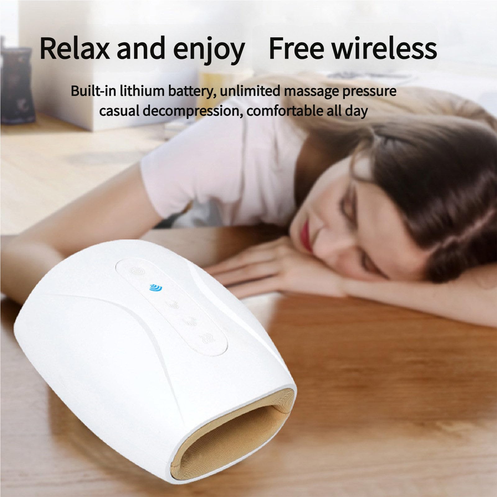 Masajeador de Manos inalámbrico con máquina de Calor, Masaje multinivel, diseño con división de Dedos, 2 Niveles de Control de Temperatura, Agarre para Padres