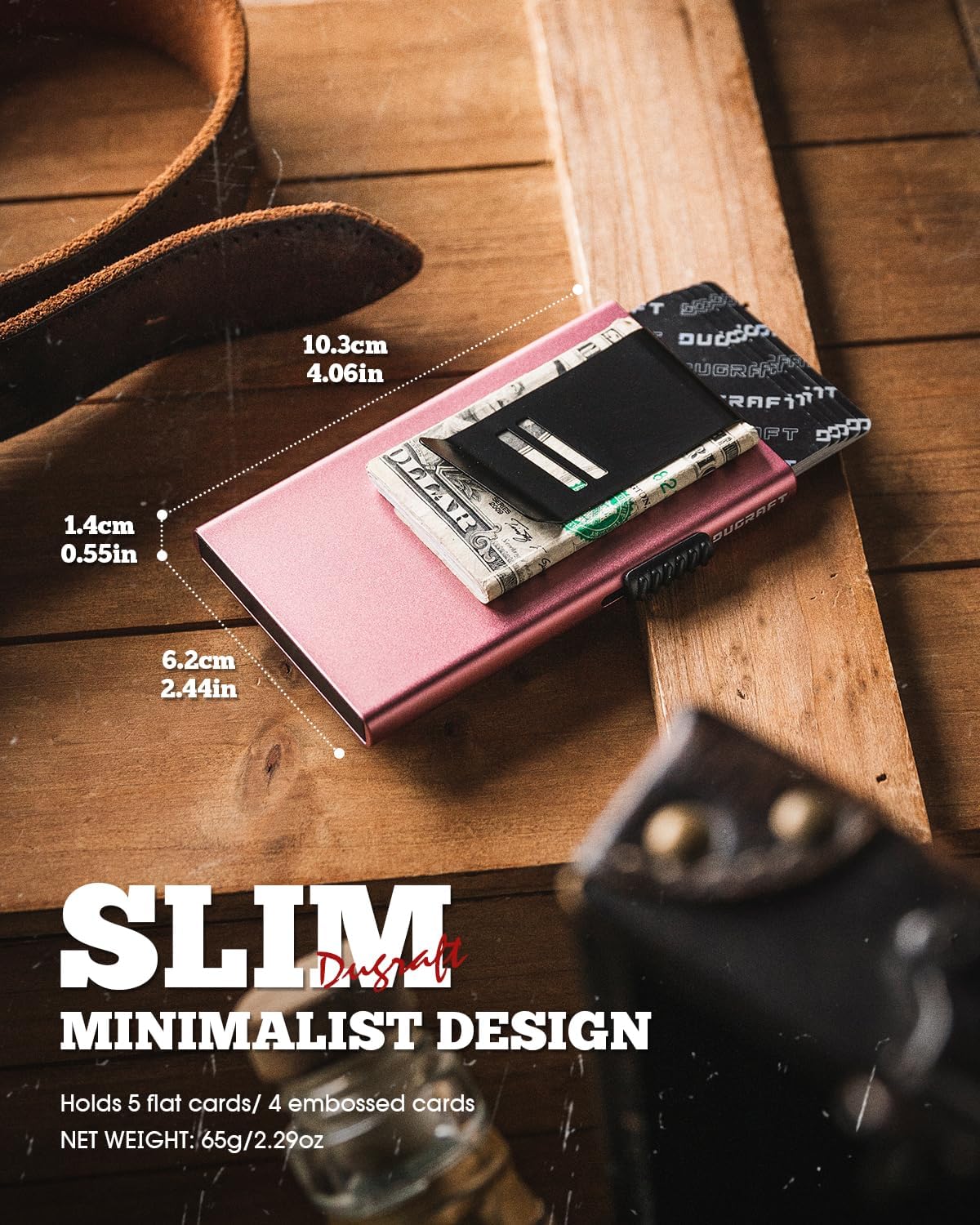 DUGRAFT Card Wallet for Men Credit Card Holder RFID Blocking Pop Up Card Holder Women Minimalist Wallet Slim RFID Wallet With Money Clip, Holds 5-6 Cards - Image 4