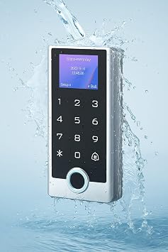 Fingerprint Door Access Control Keypad, Stainless Steel IP68 Waterproof LCD Display, Wiegand 26 Input/Output, RFID Card & PIN Code Entry, Doorbell Button