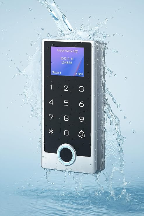 Fingerprint Door Access Control Keypad, Stainless Steel IP68 Waterproof LCD Display, Wiegand 26 Input/Output, RFID Card & PIN Code Entry, Doorbell Button
