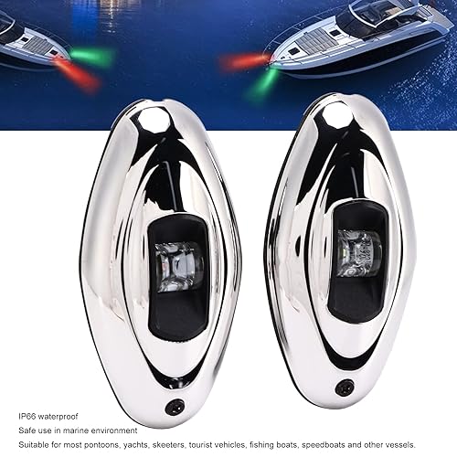 Miniatura 2 de Luz de navegación para barco, 316 de acero inoxidable con almohadilla de goma LED, verde, rojo, IP66, impermeable, 1 milla náutica, visibilidad,
