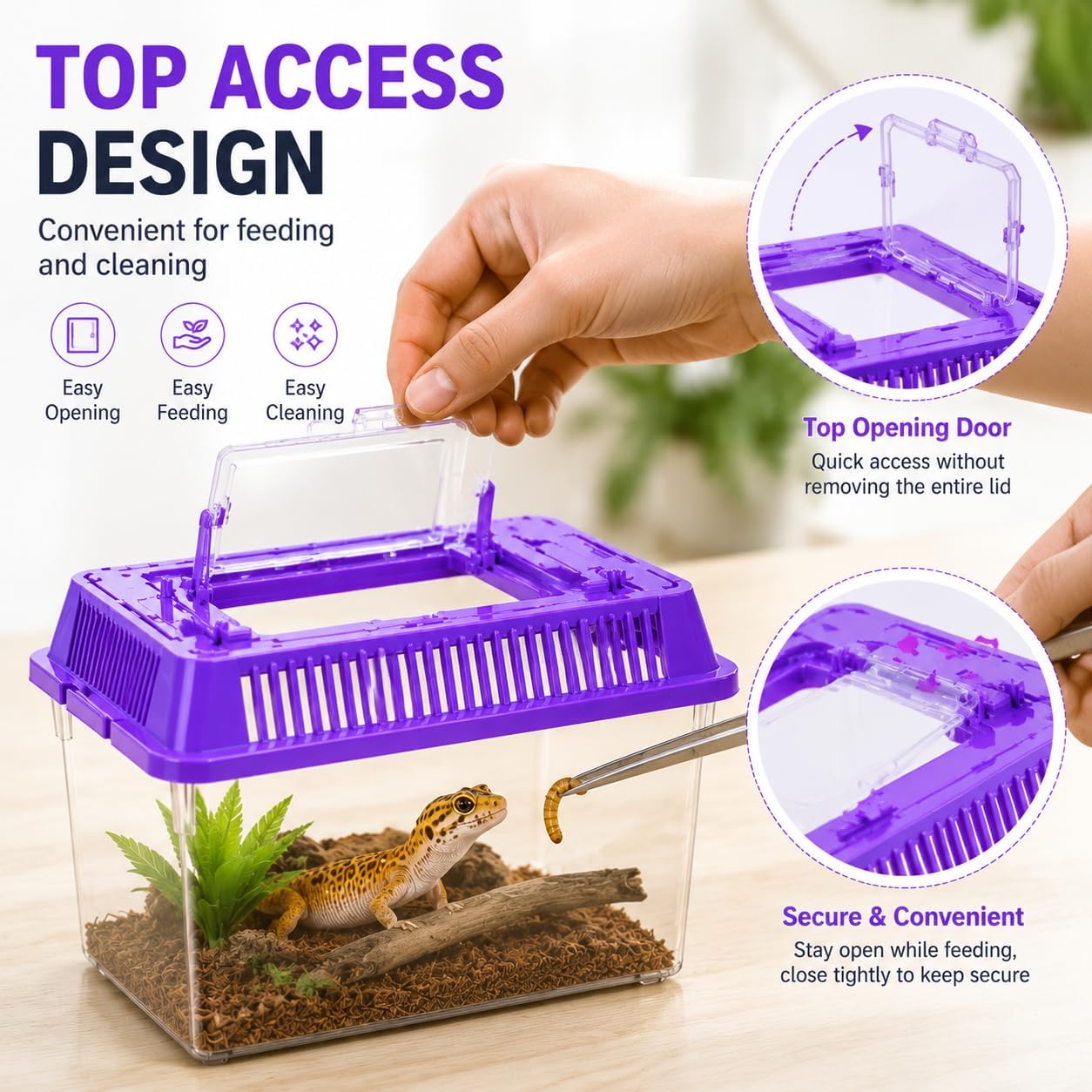 25 Pack Small Reptile Carrier Boxes, 5.9 x 4.3 x 3.7 in | Bulk Plastic Terrarium Set, Ventilated Lids, For Breeding, Hatching, Transport