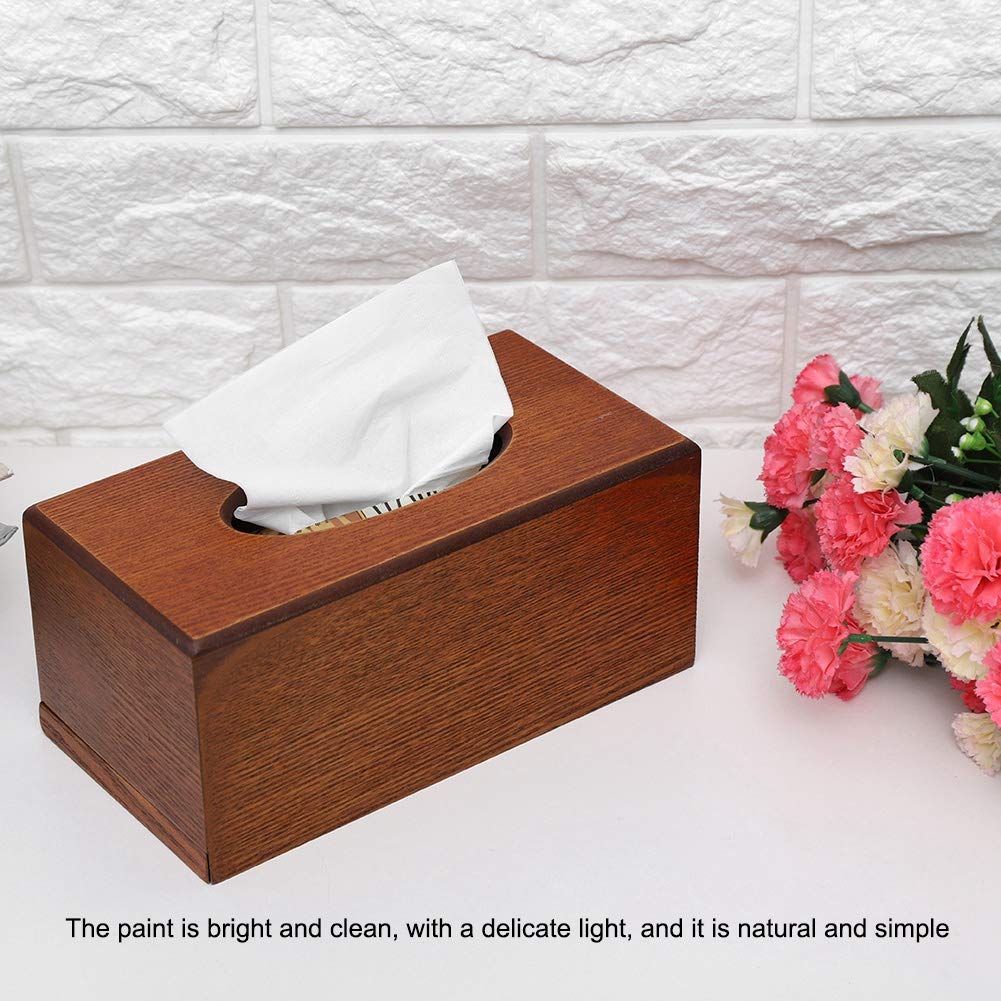 Rectangle Tissue Box Wooden, Tissue Box Cover Rectangular Black Aesthetic Wood Tissue Box Cover Holder Deco ive Tissues Paper Napkin Holder (Light)