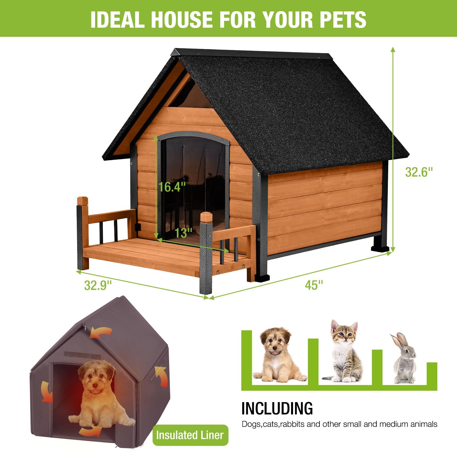 Aluminum Insulated Dog Houses AIVITUVIN Weather Heavy Duty Insulated