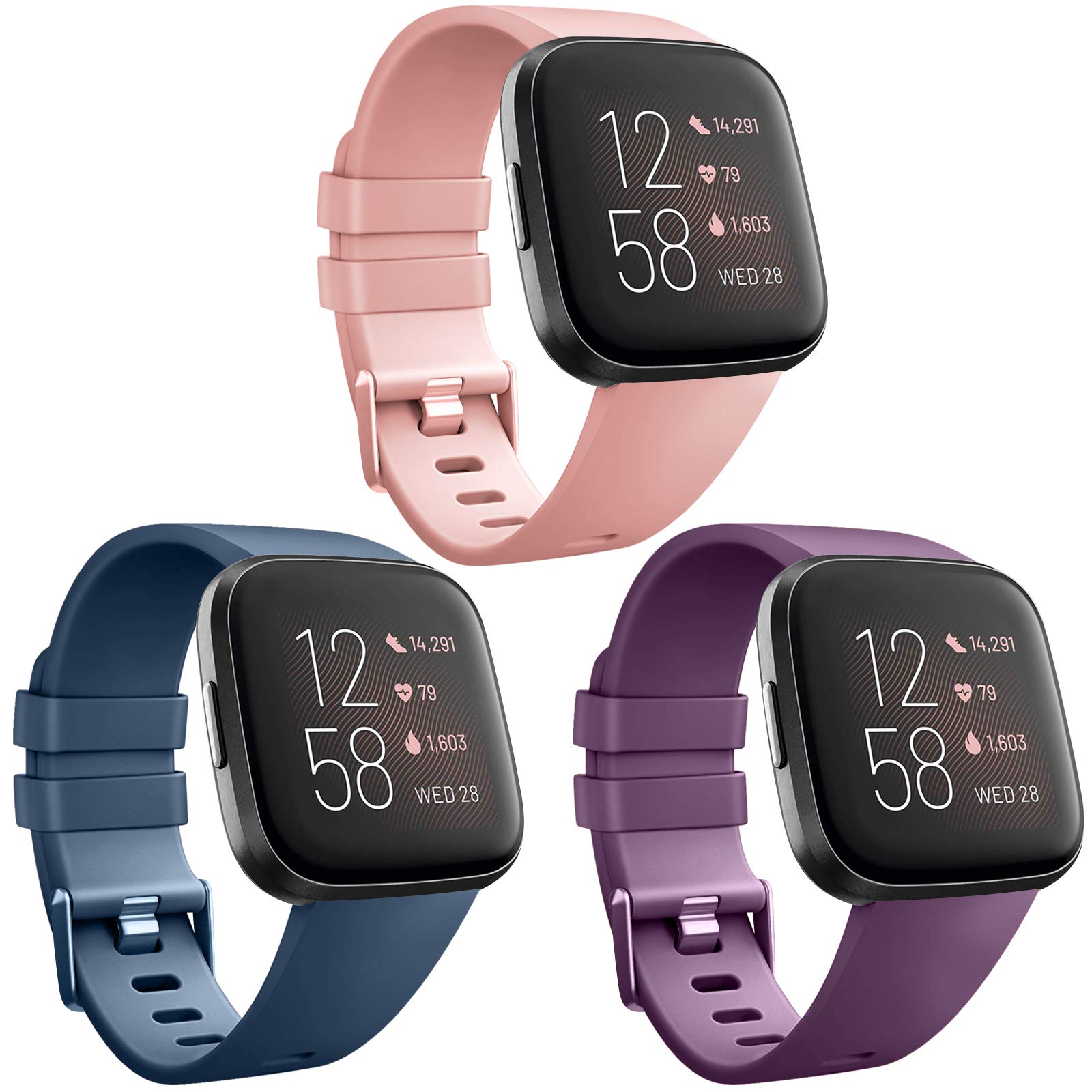[3 Pack] Soft TPU Bands Compatible with Fitbit Versa 2/Fitbit Versa/Versa Lite/Versa SE, Replacement Wristband Sports Waterproof Strap for Fitbit Versa 2 Smart Watch Women Men (07# Peach, Navy Blue, (B07PX4M1ZX) Amazon Price History, Amazon Price Tracker