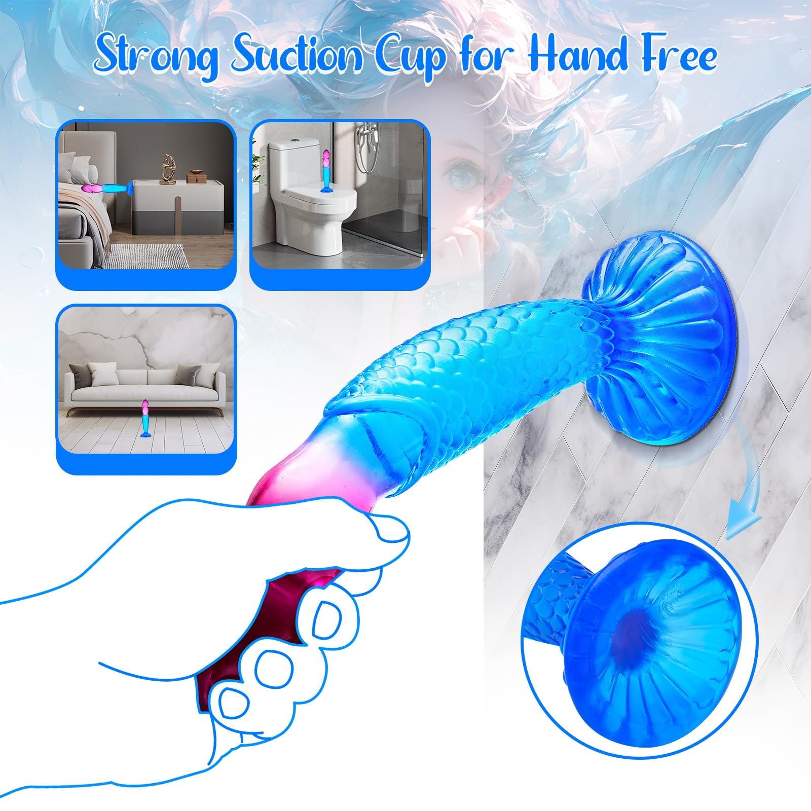 Realistic Dragon Scales Dildo for Women, 9'' Big Fantasy Monster Anal Dildo with Strong Suction Cup, G-spot Huge Clear Dildo for Prostate Massage, Adult Sex Toys for Women Men and Couples