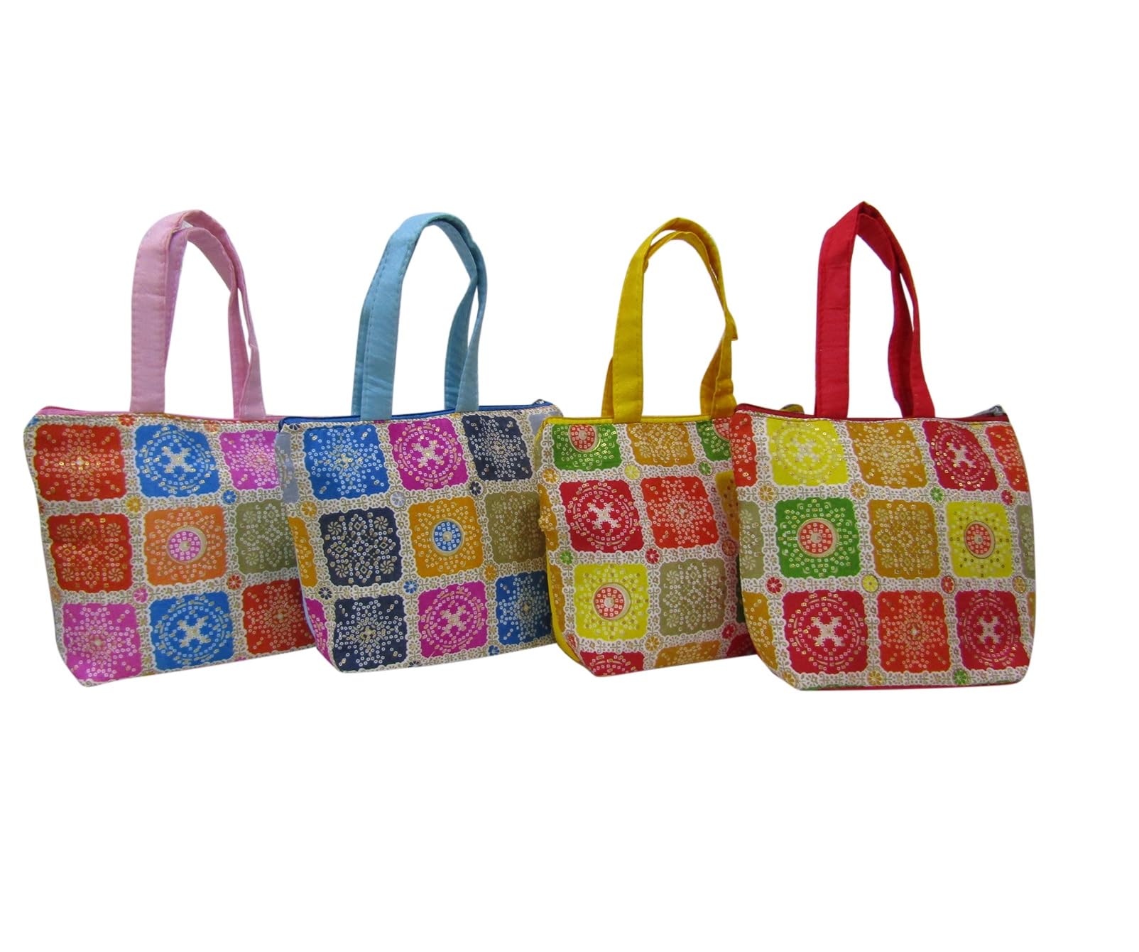 Purple Pink Ikkat Printed Trendy Potli Bags for Return Gifts for Ladies Menhadi_Haldi, Wedding, Sangeet, Engagement, Pooja, Party Favor Bags (Pack Of 24 Pcs)
