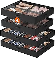Vista 12 de Lifewit Organizador de almacenamiento de zapatos debajo de la cama, juego de 2, 4.3 pulgadas de alto, caja de almacenamiento de tela de perfil bajo