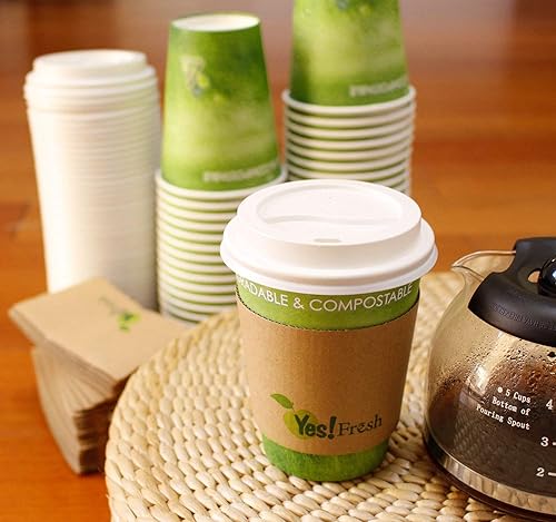Vista 31 de Yes!Fresh Diseño especial de hierba verde, taza de papel caliente desechable, respetuoso del medio ambiente, 100% biodegradable y compostable