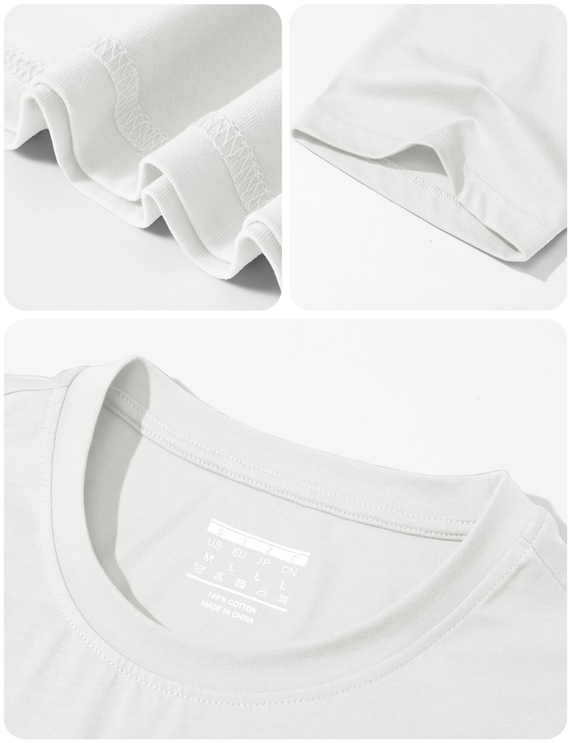 TACVASEN Tee Shirt Homme Classique Col Rond Coton Uni T-Shirts à Manches Courtes Doux Confortable Léger Respirable