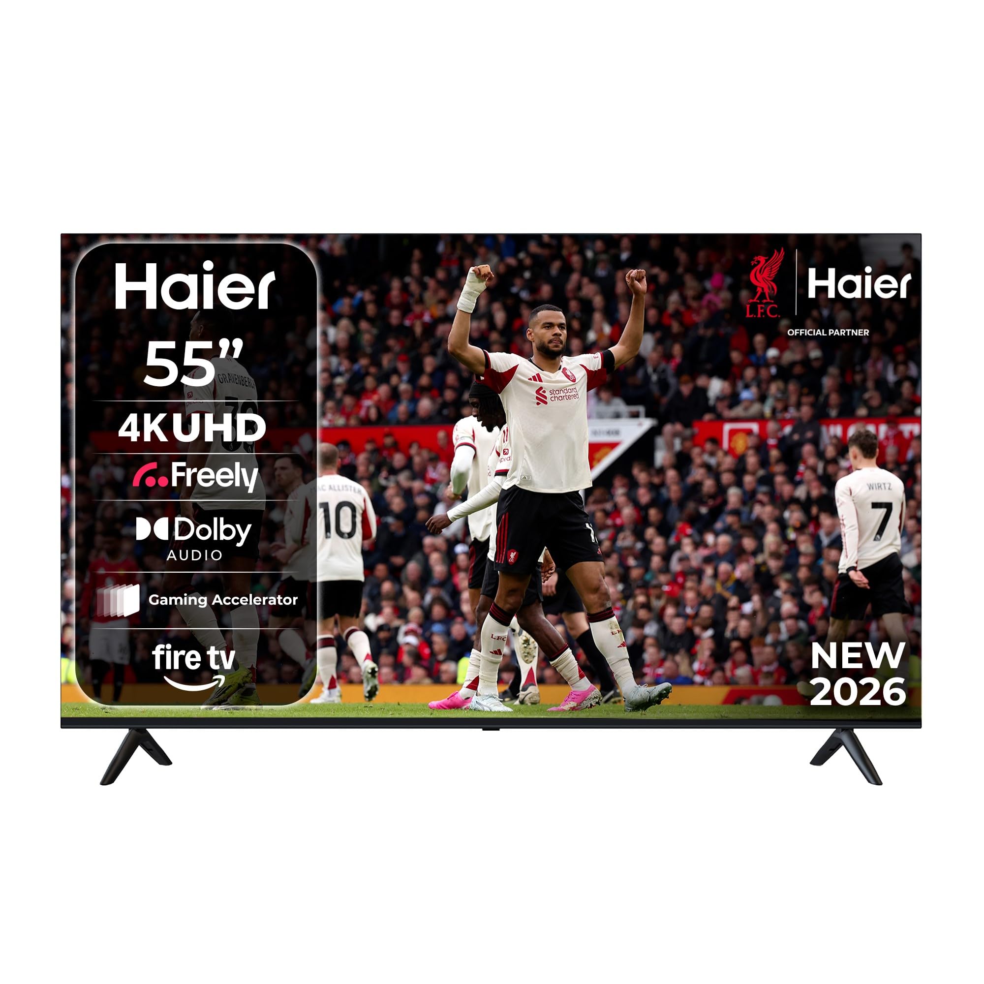 Haier 55" K85GUF 4k Ultra HD Smart TV with Fire TV, Freely, Dolby Audio, MEMC, Gaming Accelerator, HDR10, Bluetooth, HDMI 2.1