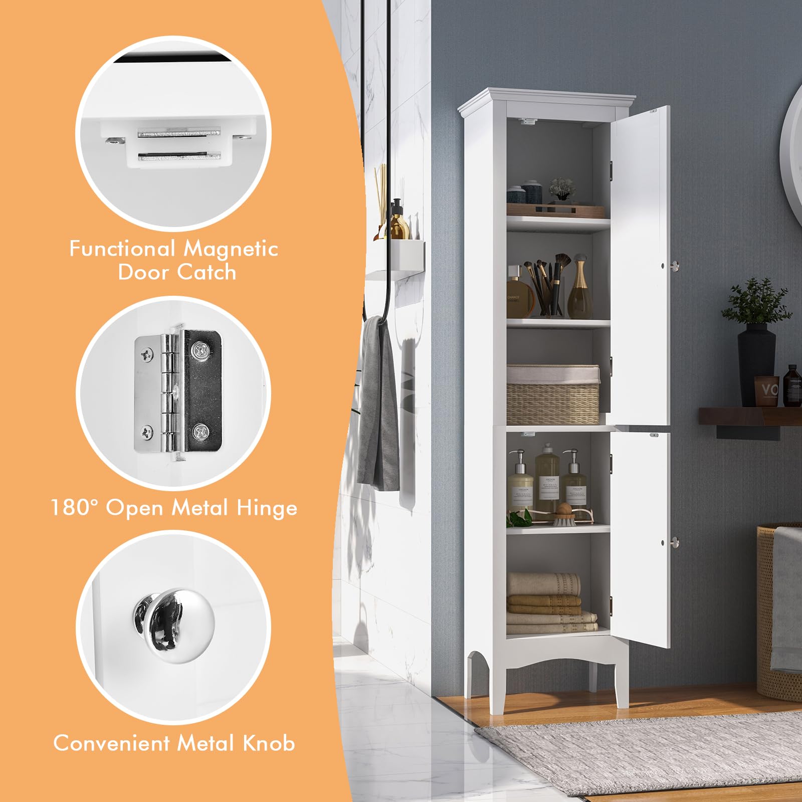 LIFEZEAL Armoire de Salle de Bain Murale avec 3 Étagères de Rangement