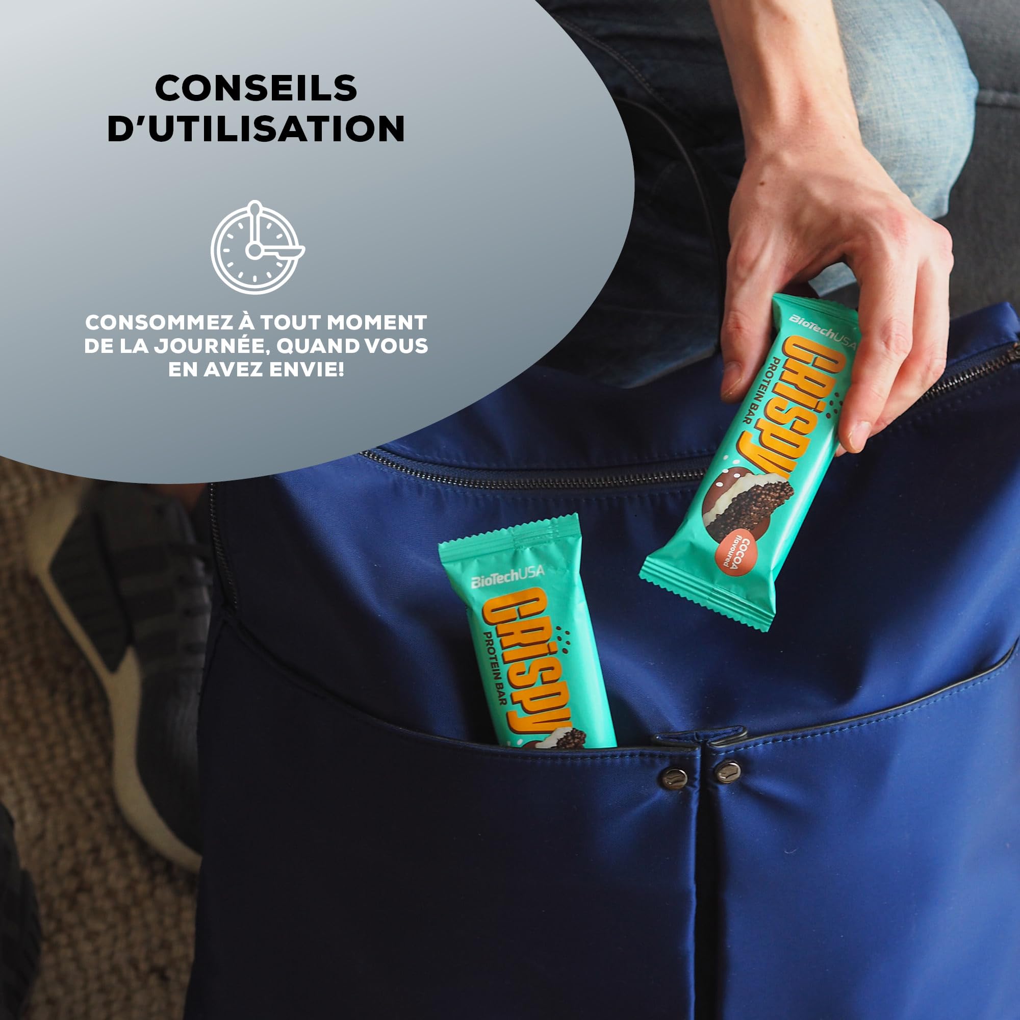 BioTechUSA Crispy Protein Bar | Sucré et croquant | Délice riche en protéines | Soutien énergétique et musculaire en déplacement, 16x40g, Chocolat