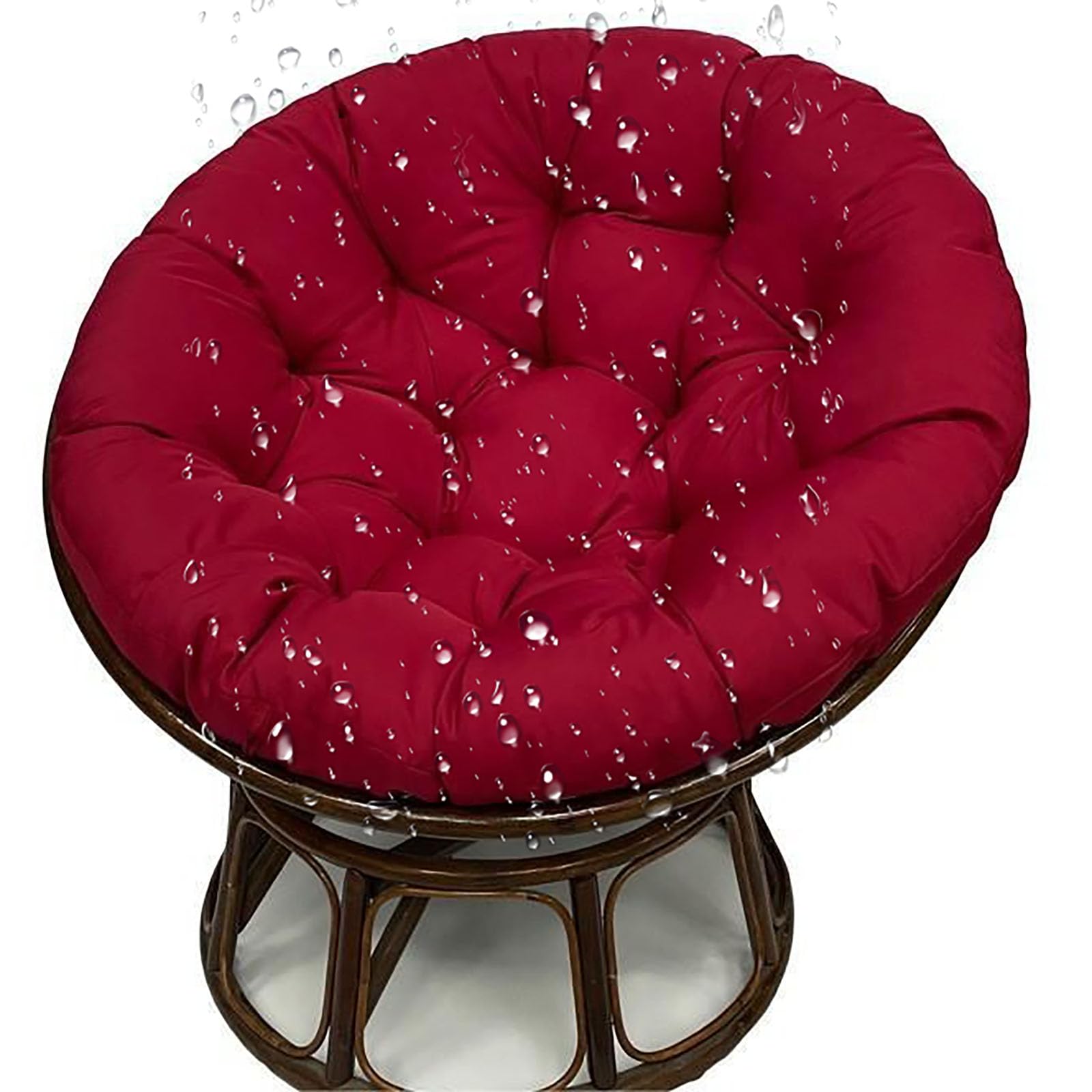 Cojín para Silla Colgante, cojín Redondo Multifuncional para jardín, Exterior/Interior, para Columpio Colgante de poliratán/ratán, Ideal para Sala de Estar, sofá o meditación, Color Rojo Vin