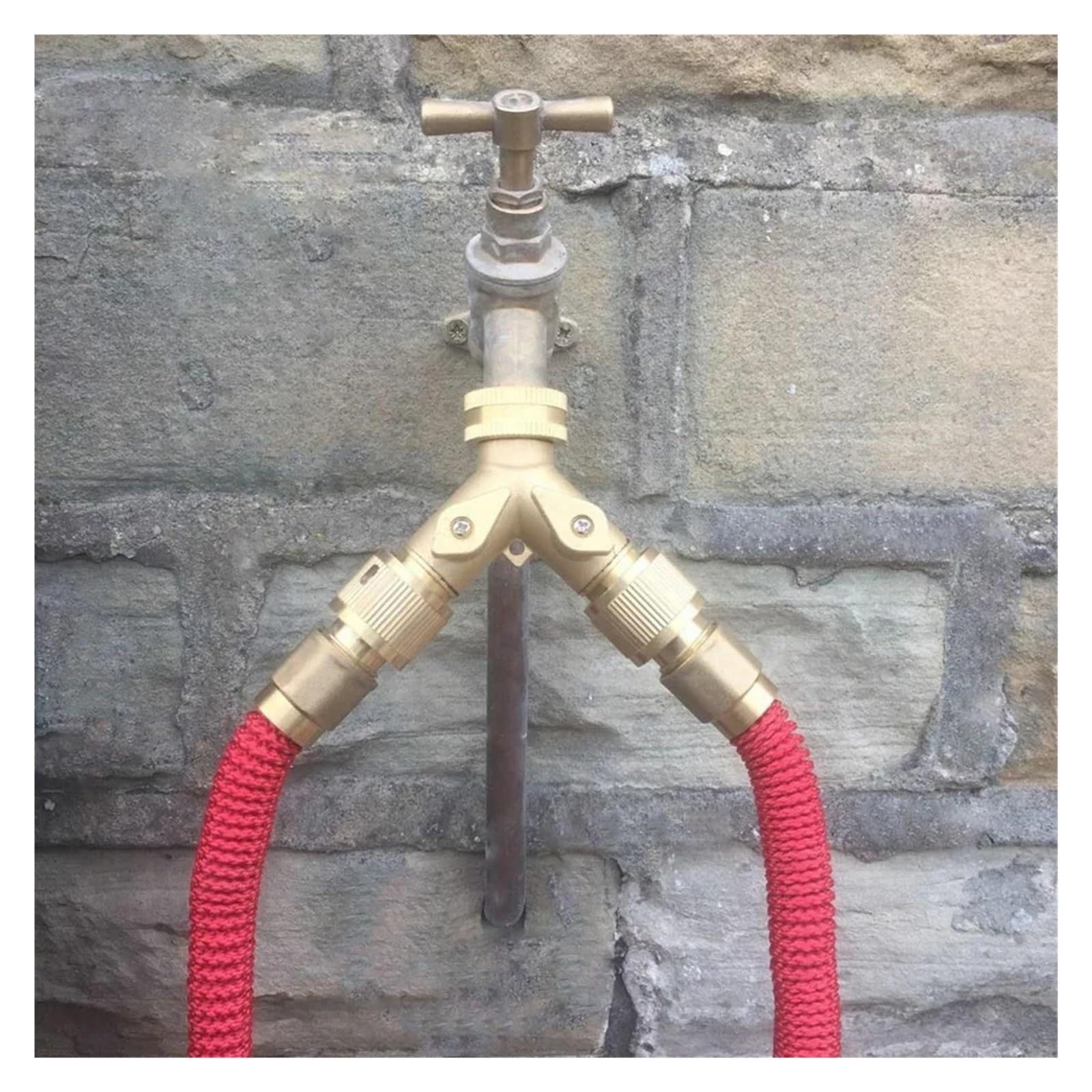 Sdoppiatore valvola per tubo flessibile, adattatore rapido a forma di Y, rubinetto da giardino in ottone a 2 vie, per rubinetto esterno, durevole e facile da usare
