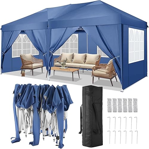 Miniatura 9 de TOOLUCK Toldo desplegable de 10 x 10 pulgadas, carpa Ez fácil de instalar, impermeable, para fiestas al aire libre, camping, barbacoa, con bolsa de