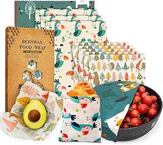 Bienenwachstücher Set 9 Stück (1L,3M,5S) Wiederverwendbar Bio Baumwolle – Nachhaltige Frischhaltefolie Alternative für Küche, Tier Design