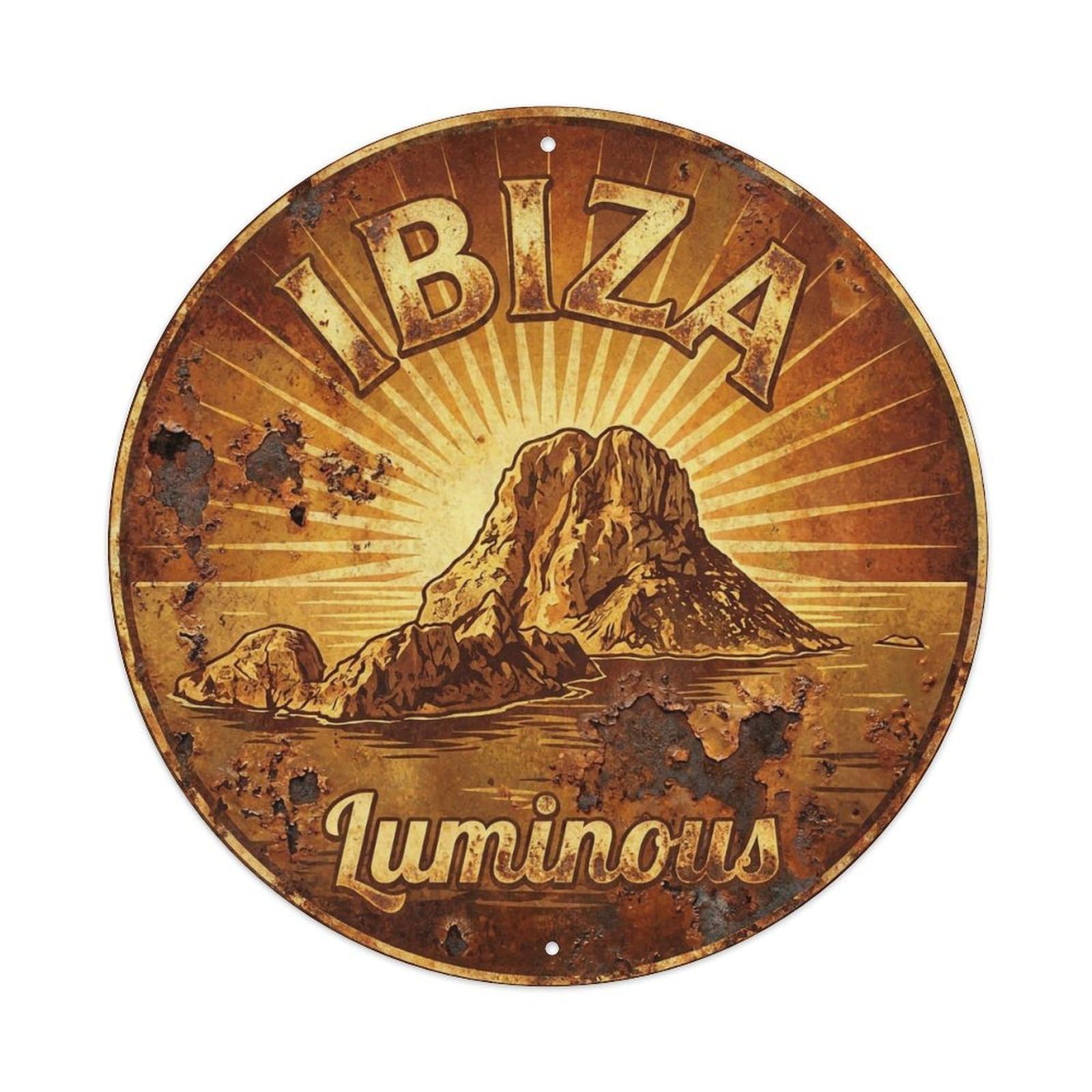 Vintage Travel Ibiza Spain Radiant Metal Tin Sign