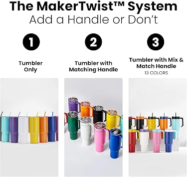 makerflo Blue Tumbler Handle for 30oz & 40oz Tumblers Twist-On, Twist-Off Craft Accessory, Ergonomic Grip, Leak-Proof Lid, Ideal for Craft and Personalization Epoxy Pack of 25