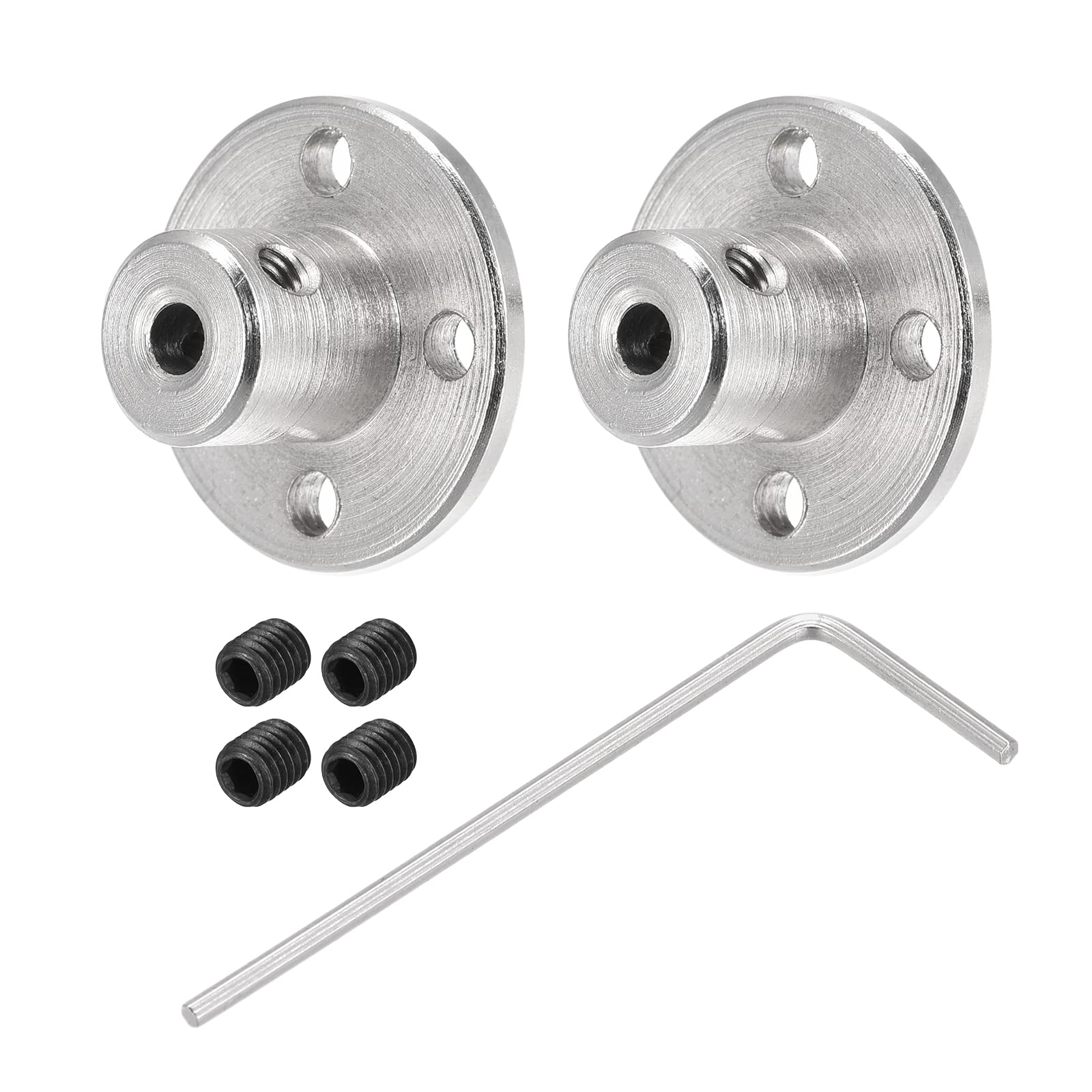 MECCANIXITY 2pcs 3.17mm Flange Coupling Connector, Shaft Axis Fittings for DIY RC Model Motors, with 4pcs Fastening Screw 1pcs M1.5 Hex Wrench
