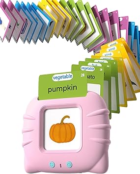 Airbition Talking Flash Cards for Toddlers 1 2 3 4 Year Olds, Montessori Language Learning Toys with 224 Words, Pocket Speech Therapy Toys, Childrens Sensory Educational Device, Pink