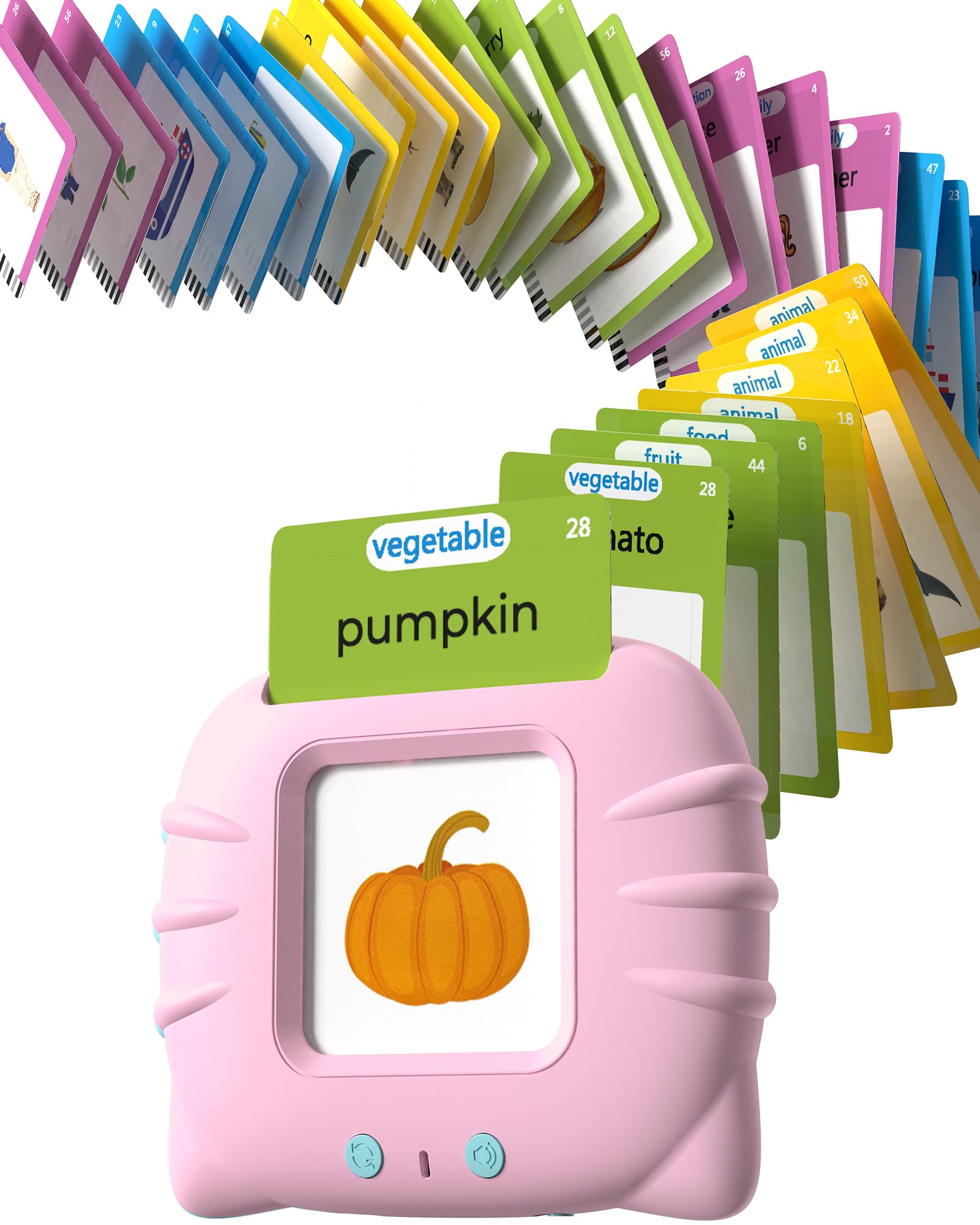 Talking Flash Cards for Toddlers 1 2 3 4 Year Olds, Montessori Language Learning with 224 Words, Pocket Speech Therapy and Autism Playthings, Children's Sensory Educational Device, Pink