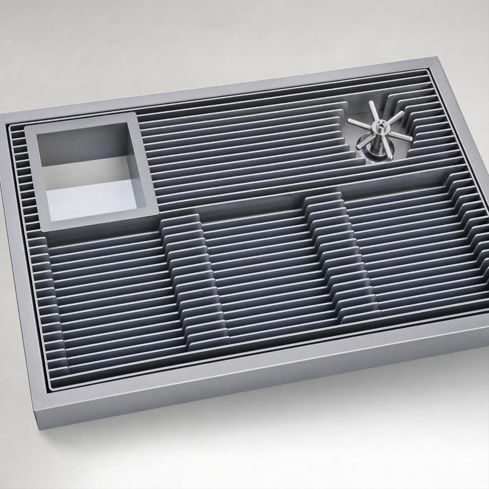 Stazione per Infusione Caffè con Vassoio Scolatoio in Acciaio Inox 304 E Risciacquo Tazze Integrato da 120 Mm Adatta per Utilizzo in Bar E Negozi di Caffè, Nero