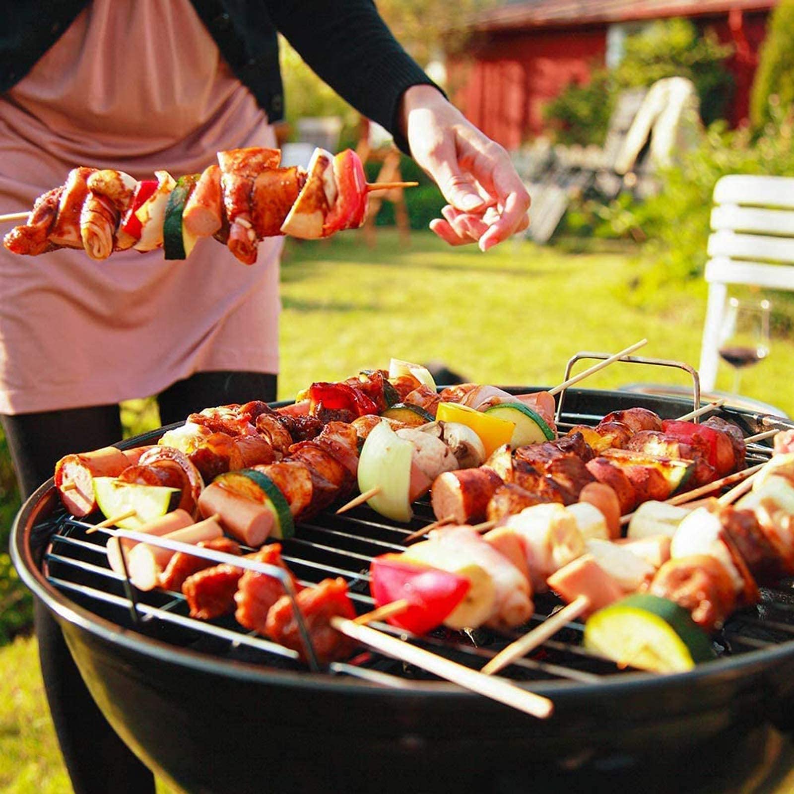 GFTIME Grille de Cuisson, Grille à Charbon et Système de Nettoyage pour Grils à Charbon Weber 57CM One-Touch Silver, Bar-B-Kettle, Master-Touch, One-Touch, pour Weber 7436, 7441, 7444