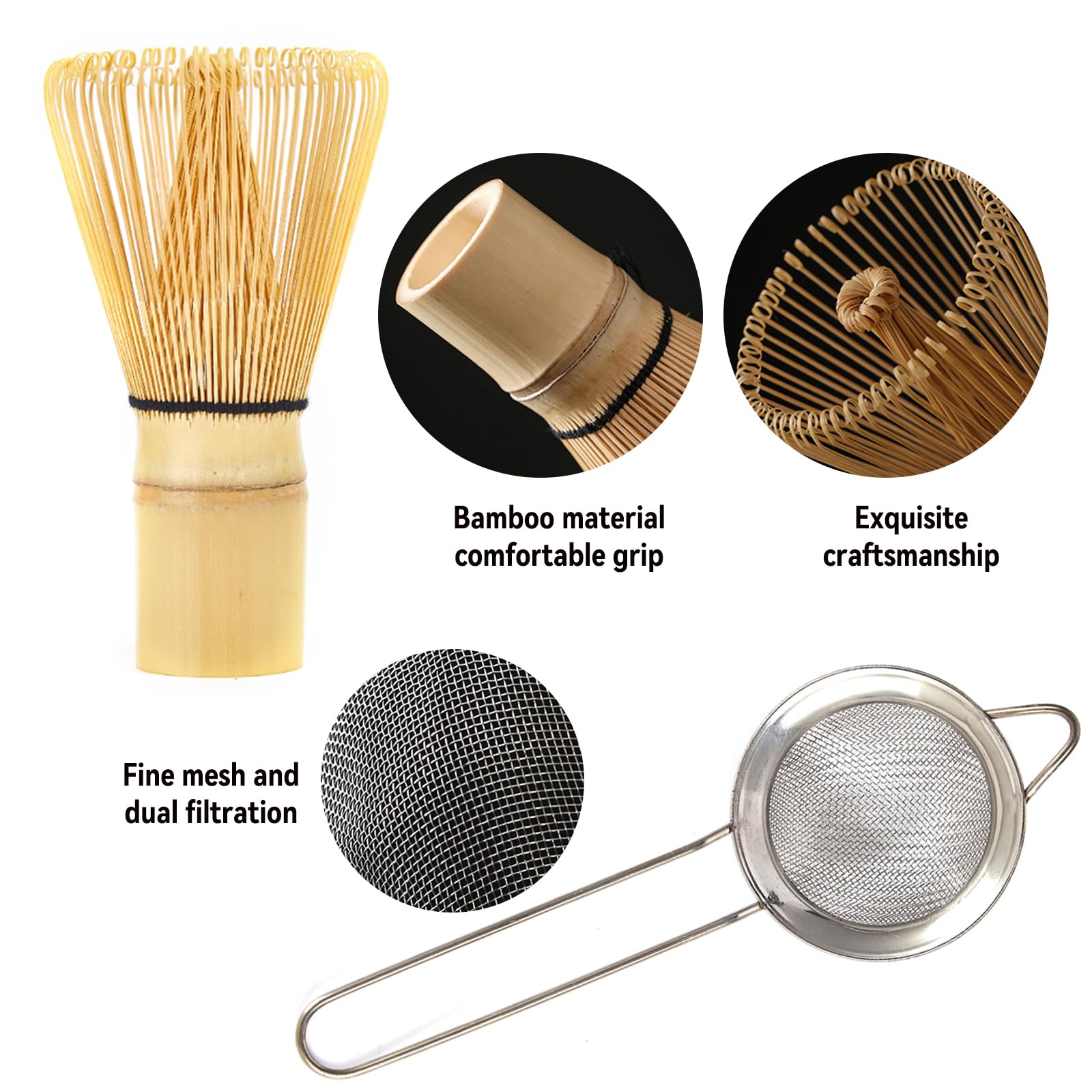 Ensemble de 9 accessoires pour matcha, fouet à matcha, cuillère en bambou, porte-fouet, porte-fouet pour la cérémonie du thé
