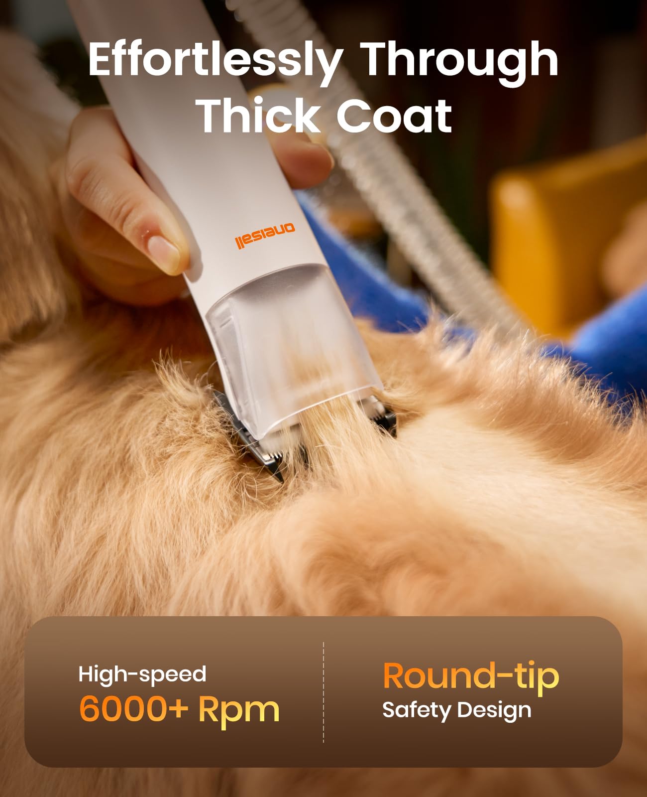 oneisall Aspiradora de aseo para perros – Succión de 15000 Pa, captura el 99% del pelo de mascotas para reducir el desprendimiento, cortaúñas para perros y cepillo silencioso (≤59 dB) con 4 accesorios