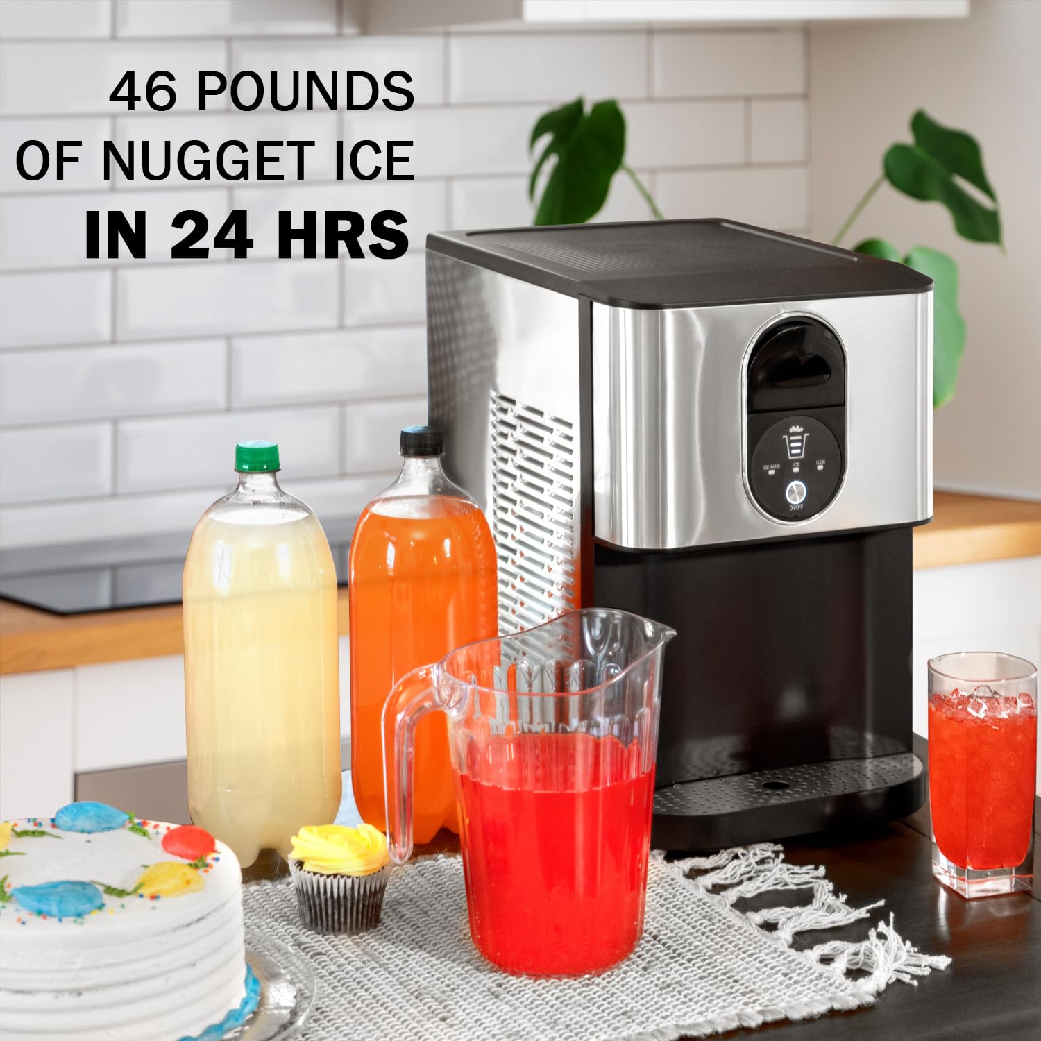 Deco Chef Self Dispensing Nugget Ice Maker Countertop, 46lb Per Day Automatic Chewable Ice, 1.8lb Per Hour, Stainless Steel (Adimn01) on Fridge.com - View 2