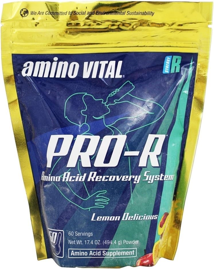 Amino Vital PRO-R - Amino Acids (BCAAs, Glutamine, Arginine) + Electrolyte + Carbohydrate Bulk Powder Drink Mix, Lemon Delicious, 60 Servings, 17.4oz Pouch