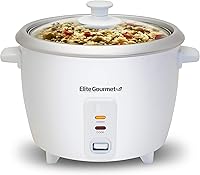 Elite Gourmet ERC-003X 6-Cup Rice Cooker with Auto Keep Warm - Cooks Fluffy Rice, Grains, Soups Effortlessly, White