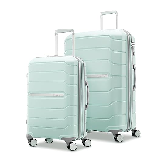 Samsonite Freeform 2-Piece Luggage Set - Carry-On & Large Checked Luggage with Dual Spinner Wheels - Durable Polypropylene Hardshell - TSA Lock, Airline-Approved - Expandable Hard Shell - Mint Green