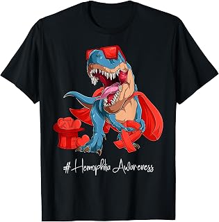 Hemophilia Awareness Month Red Ribbon Trex T-Shirt