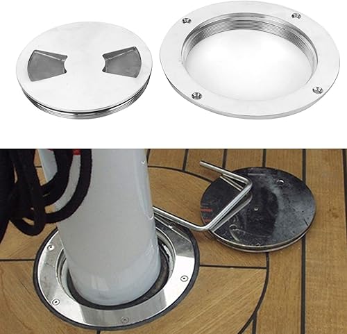 Miniatura 2 de KIMISS Placa de cubierta, cubierta de escotilla de cubierta de acero inoxidable de 5 pulgadas, escotilla de inspección de acero inoxidable con llave