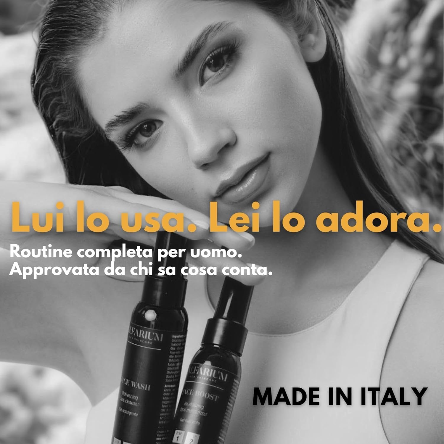 Alfarium Kit Skincare Uomo | Detergente Viso + Crema Idratante Uomo per Pelle Grassa e Mista | Con Acido Ialuronico e Vitamine A B5 C E | Routine Completa Made in Italy