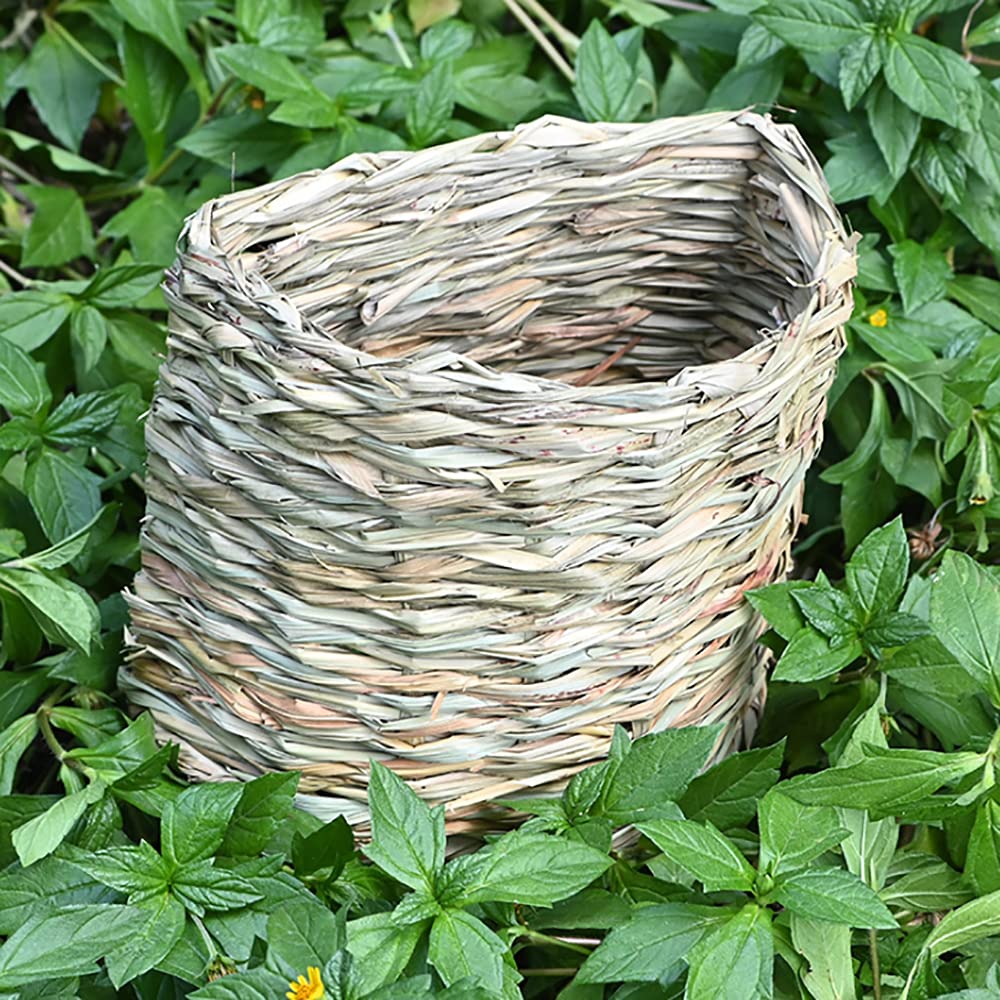 Maison tunnel en herbe tissée pour hamster, cochon d'Inde, base secrète pour le dressage de lapins nains, dragons barbu et autres animaux de poche