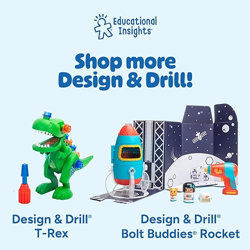 Miniatura 6 de Educational Insights Design & Drill Build-It - Cubo con taladro eléctrico, 41 piezas, juguete STEM preescolar, regalos para niños y niñas, a partir