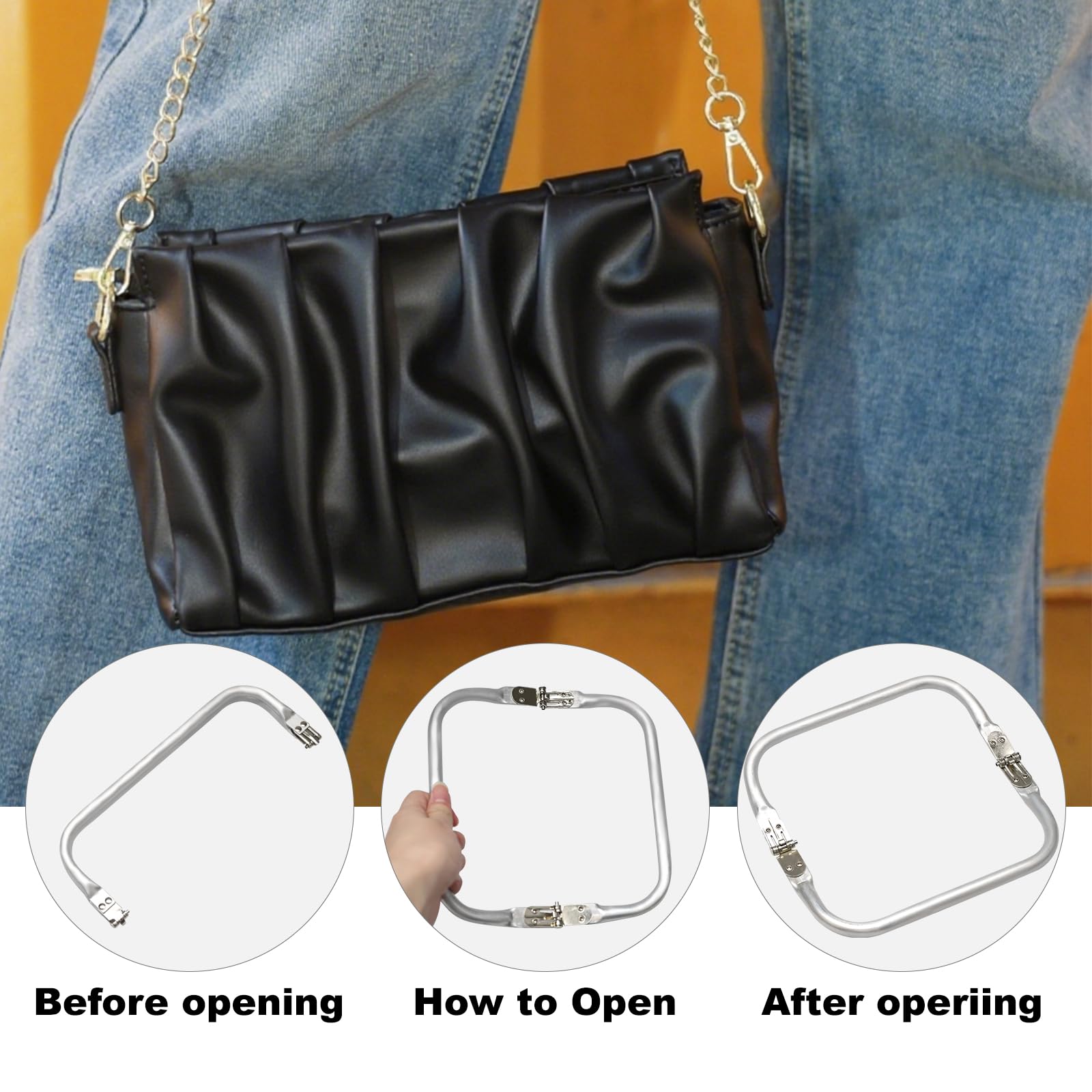 Juego de 4 Boquillas para Bolsos 16/20/22/25 cm Marco de Aluminio en U para Bolsos Monederos y Bolsas de Crochet Accesorios DIY para Fabricación de Bolsos