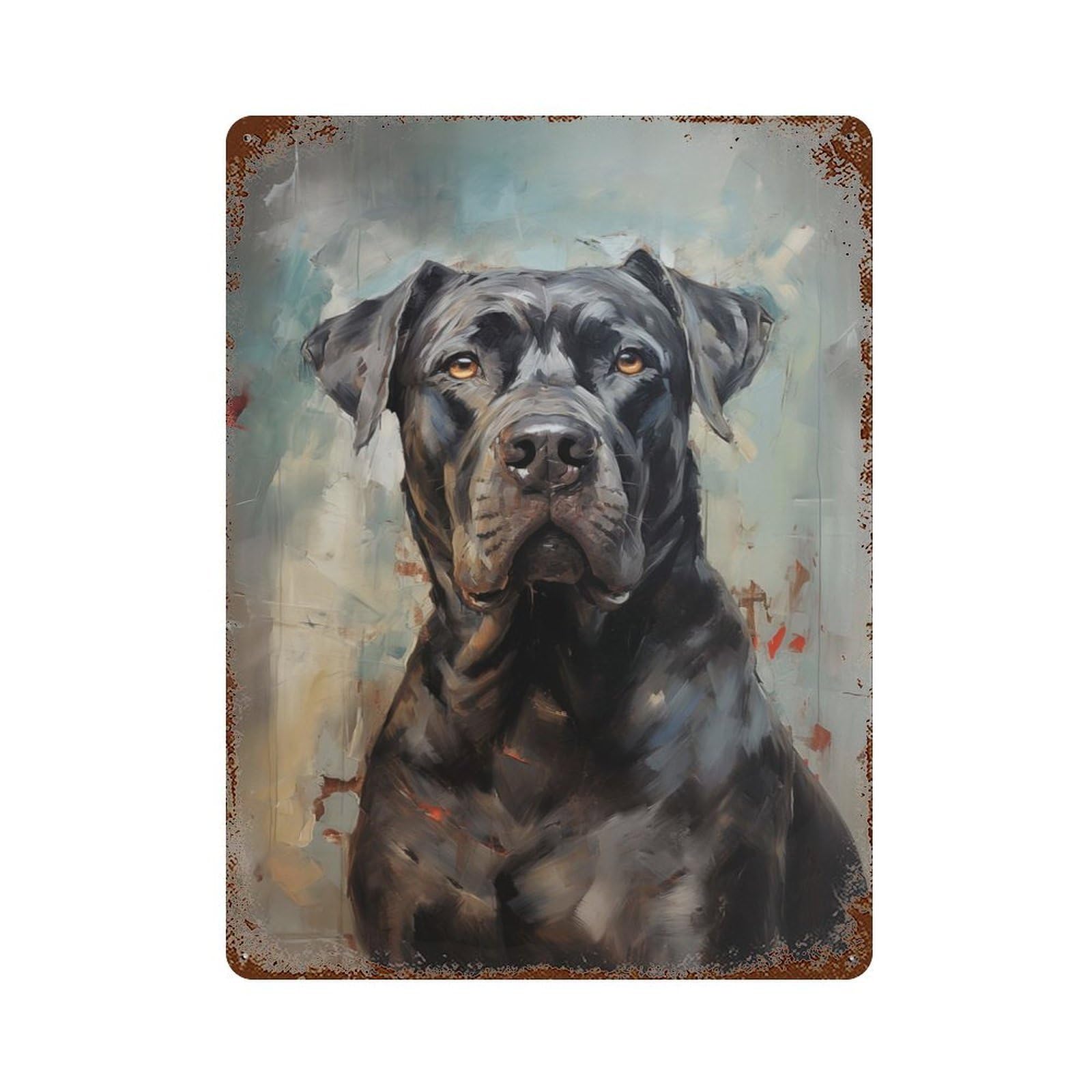 Rust Effect Cane Corso Dog Weathered Tin Sign 15.7"x11.8", Shabby Chic Decor for Patio, Garden Room And Bar Decor