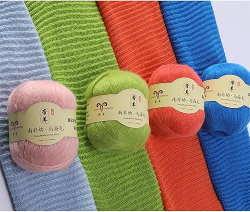 Miniatura 4 de Yarn Ave Hilo mezclado de nailon mohair de 5 bolas8.8 onzas, hilo suave y esponjoso para tejer a mano y hacer ganchillo, cárdigans, sombreros,